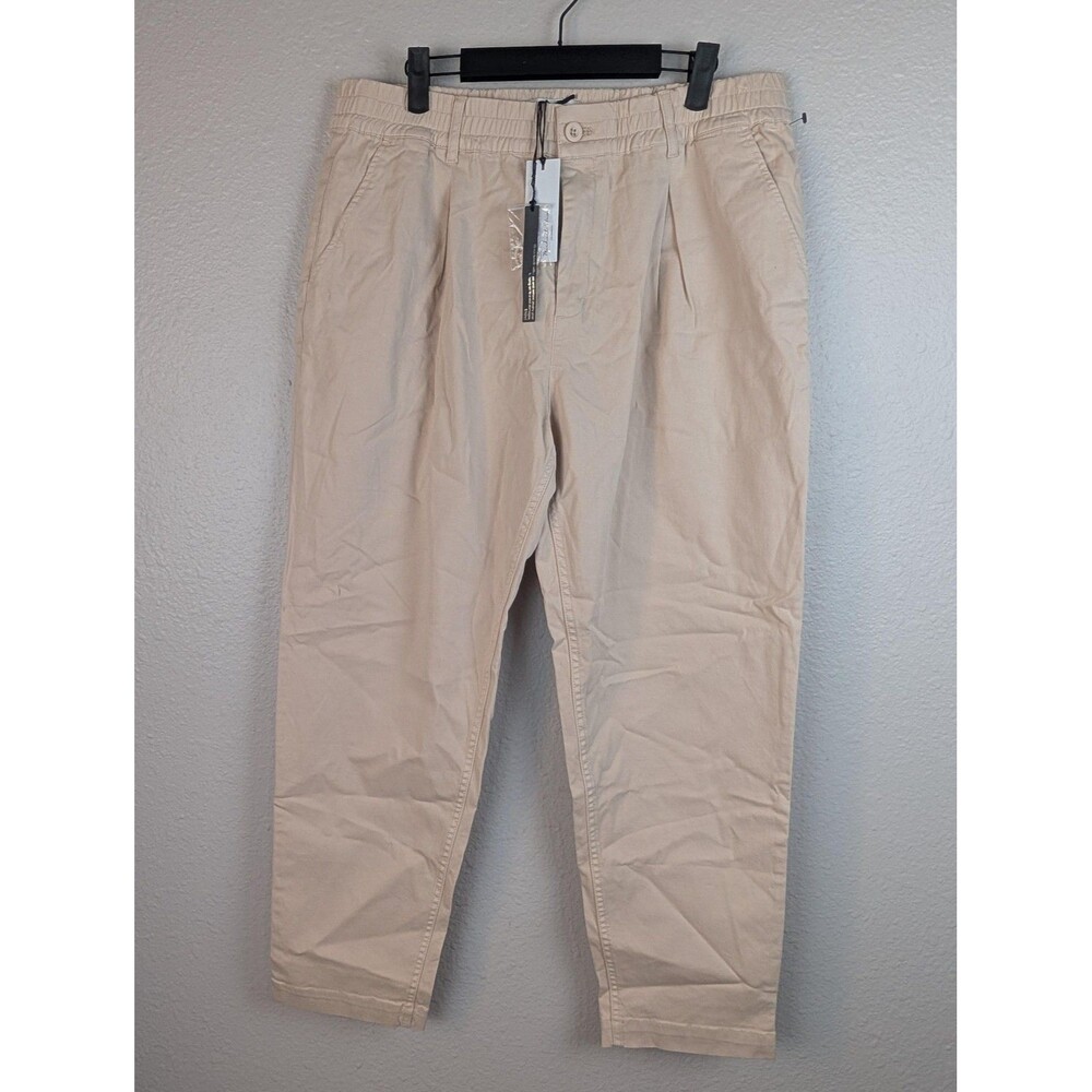 Michael Stars Penny Pants Large Ecru Beige‎ Stretch Twill Relaxed Fit New 34x27